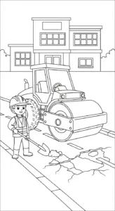 file hình tô màu Tranh Tô Màu Xe Lu cho bé 4-5 tuổi