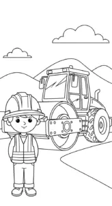 in hình tô màu Tranh Tô Màu Xe Lu cho bé 5 tuổi