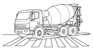 mẫu in tranh tô màu Xe Trộn Bê Tông cho bé