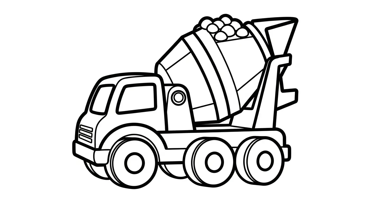 tải hình tô màu Xe Trộn Bê Tông cho bé miễn phí
