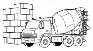 tranh tô màu Xe Trộn Bê Tông cho bé 7 tuổi miễn phí