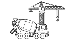 tranh tô màu Xe Trộn Bê Tông cho bé 8 tuổi