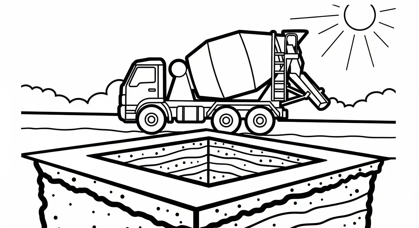 tải hình tô màu Xe Trộn Bê Tông cho bé 4 tuổi