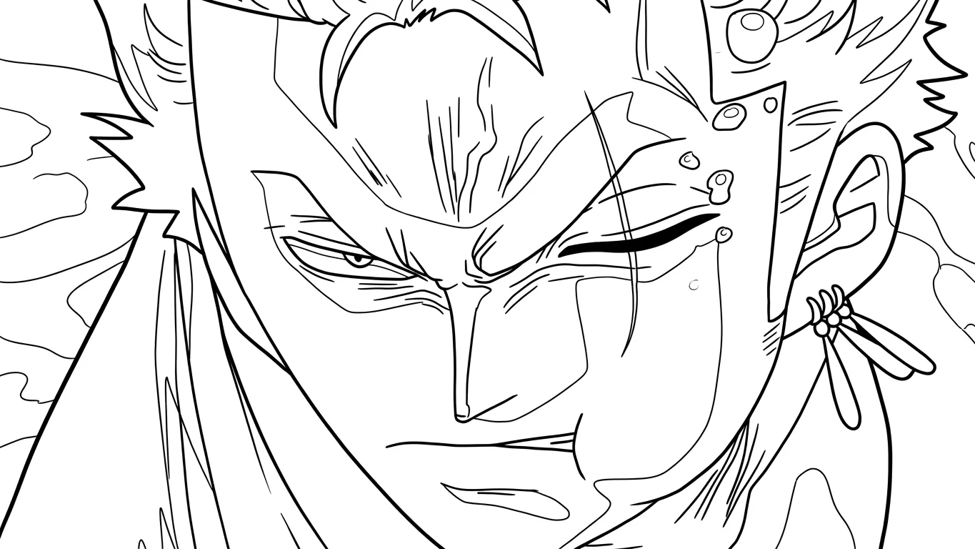 in hình tô màu Zoro khổ A4