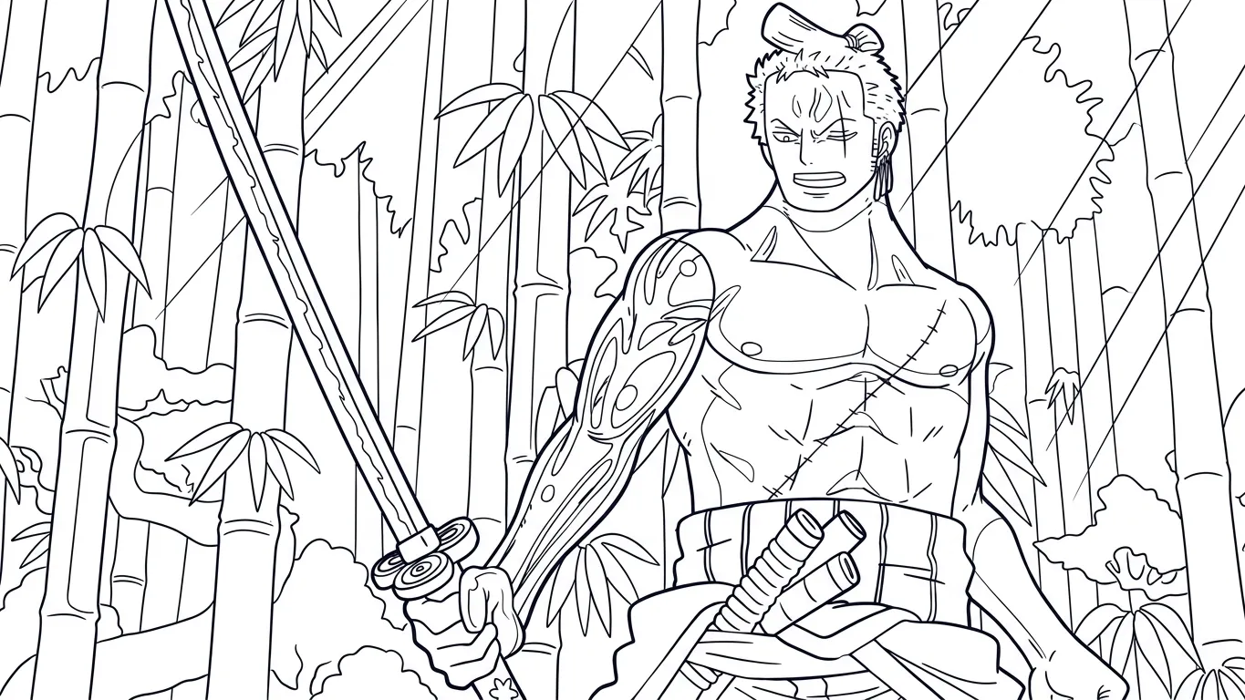 download hình tô màu Zoro cho bé 1