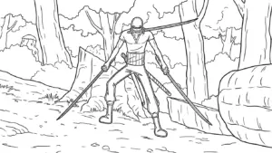 in tranh tô màu Zoro cho bé 6 tuổi