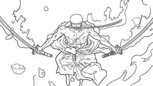 file pdf tranh tô màu Zoro cho bé
