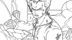 in hình tô màu Zoro cho bé 3 tuổi