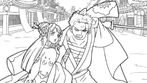 tranh tô màu Zoro cho bé 7-8 tuổi