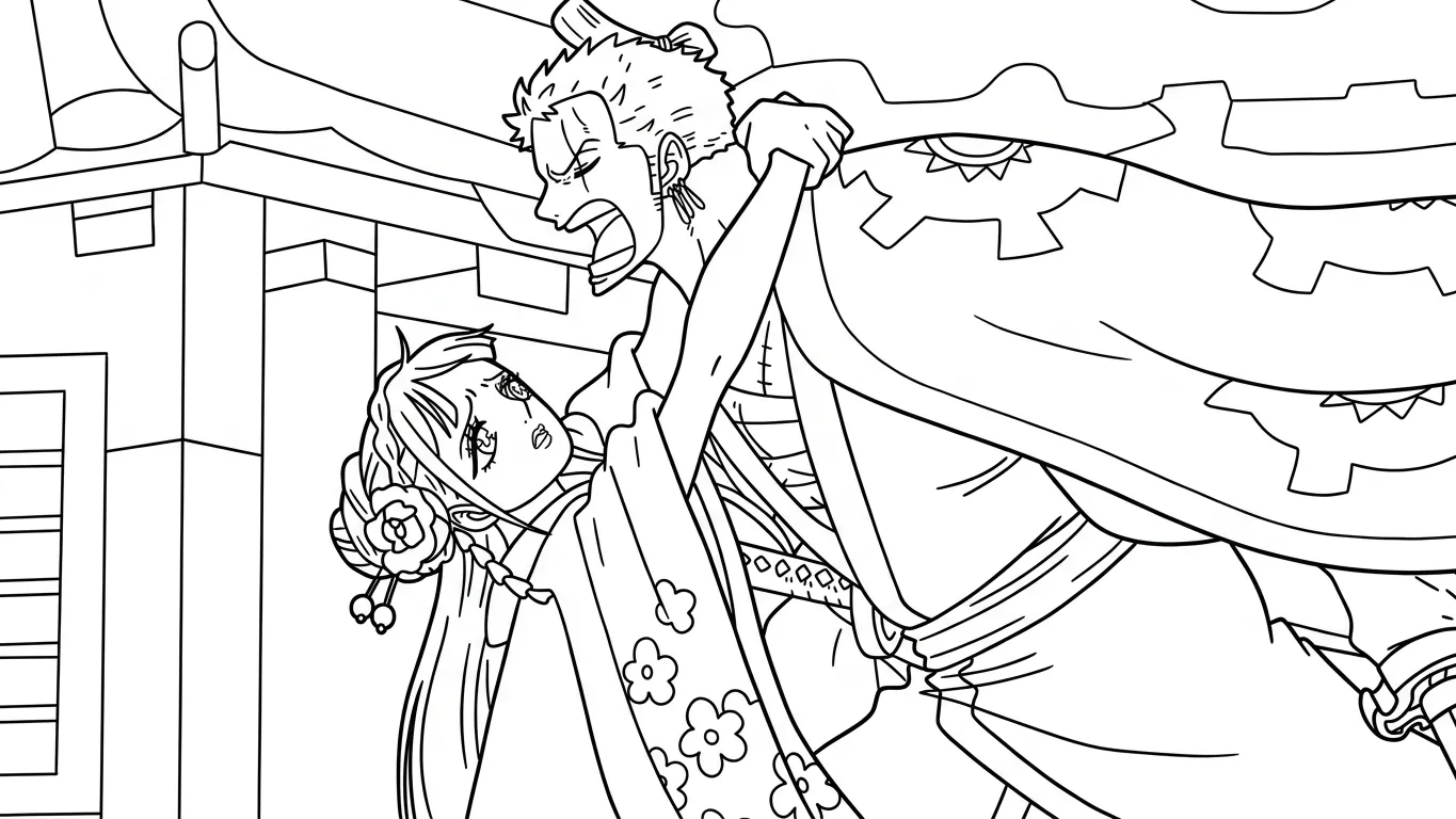 in tranh tô màu Zoro cho bé 8 tuổi