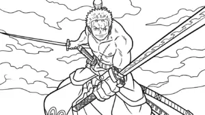 tranh tô màu Zoro cho bé 6 tuổi miễn phí