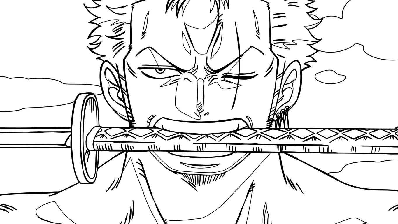 file pdf hình tô màu Zoro cho bé 1