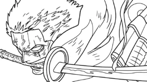 file pdf hình tô màu Zoro cho bé
