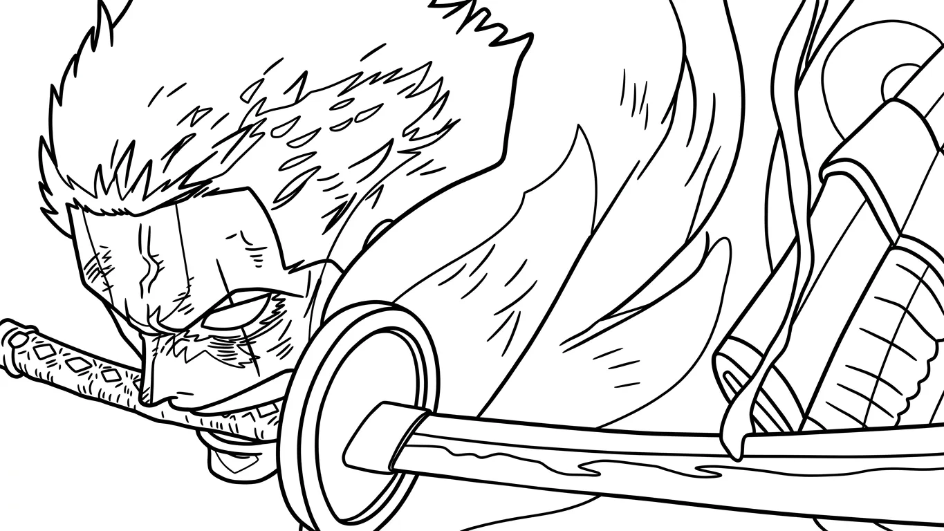 file pdf hình tô màu Zoro cho bé