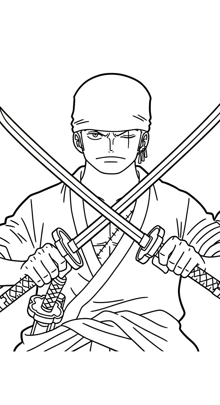 hình tô màu Zoro cho bé 5 tuổi miễn phí