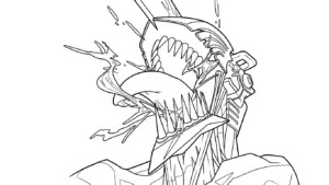 tranh tô màu Chainsaw Man cho bé 7 tuổi