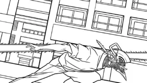 tải tranh tô màu Chainsaw Man cho bé 8 tuổi