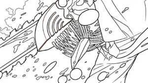 tải hình tô màu Chainsaw Man cho bé