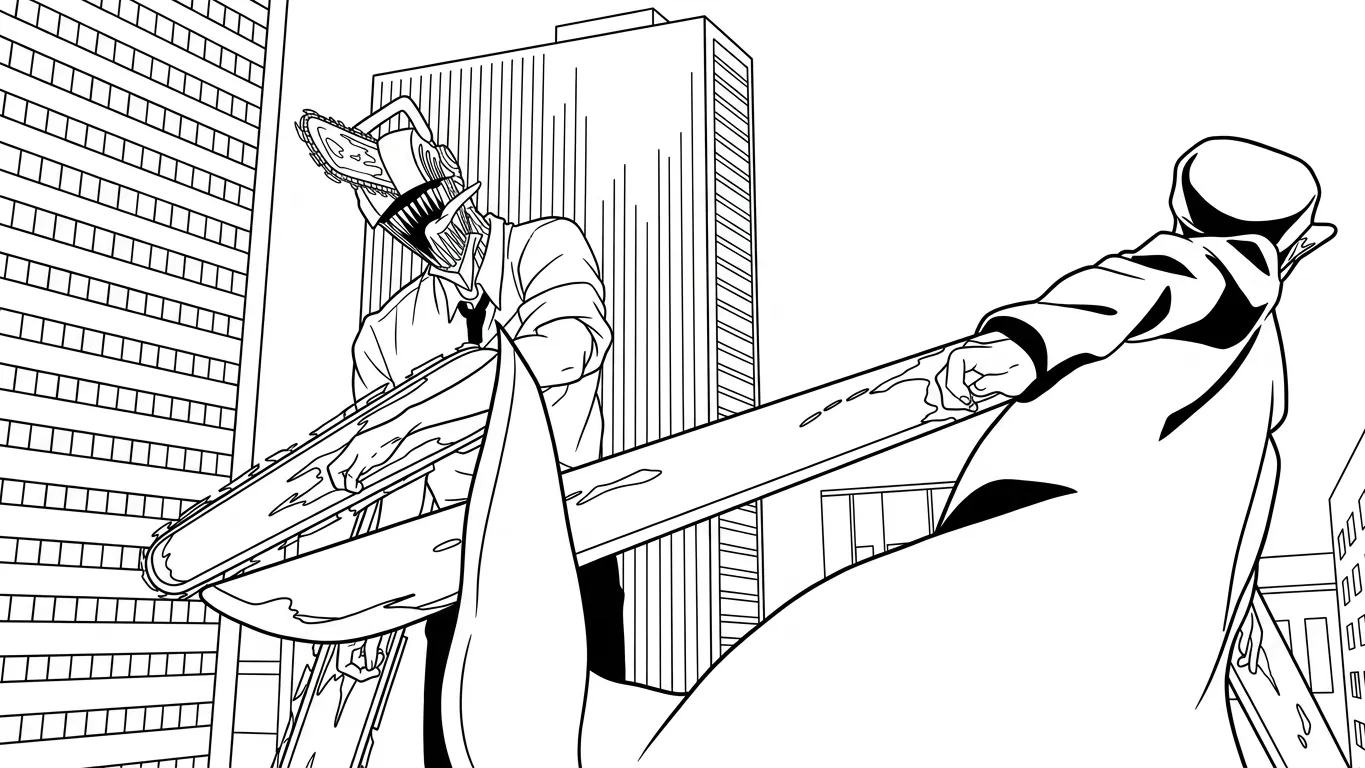 file pdf tranh tô màu Chainsaw Man cho bé