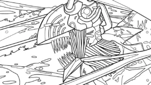 tranh tô màu Chainsaw Man cho bé 8 tuổi