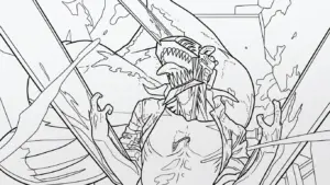 hình tô màu Chainsaw Man in ngay