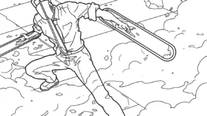 in tranh tô màu Chainsaw Man khổ A4