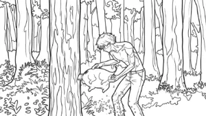 file hình tô màu Chainsaw Man cho bé 4-5 tuổi