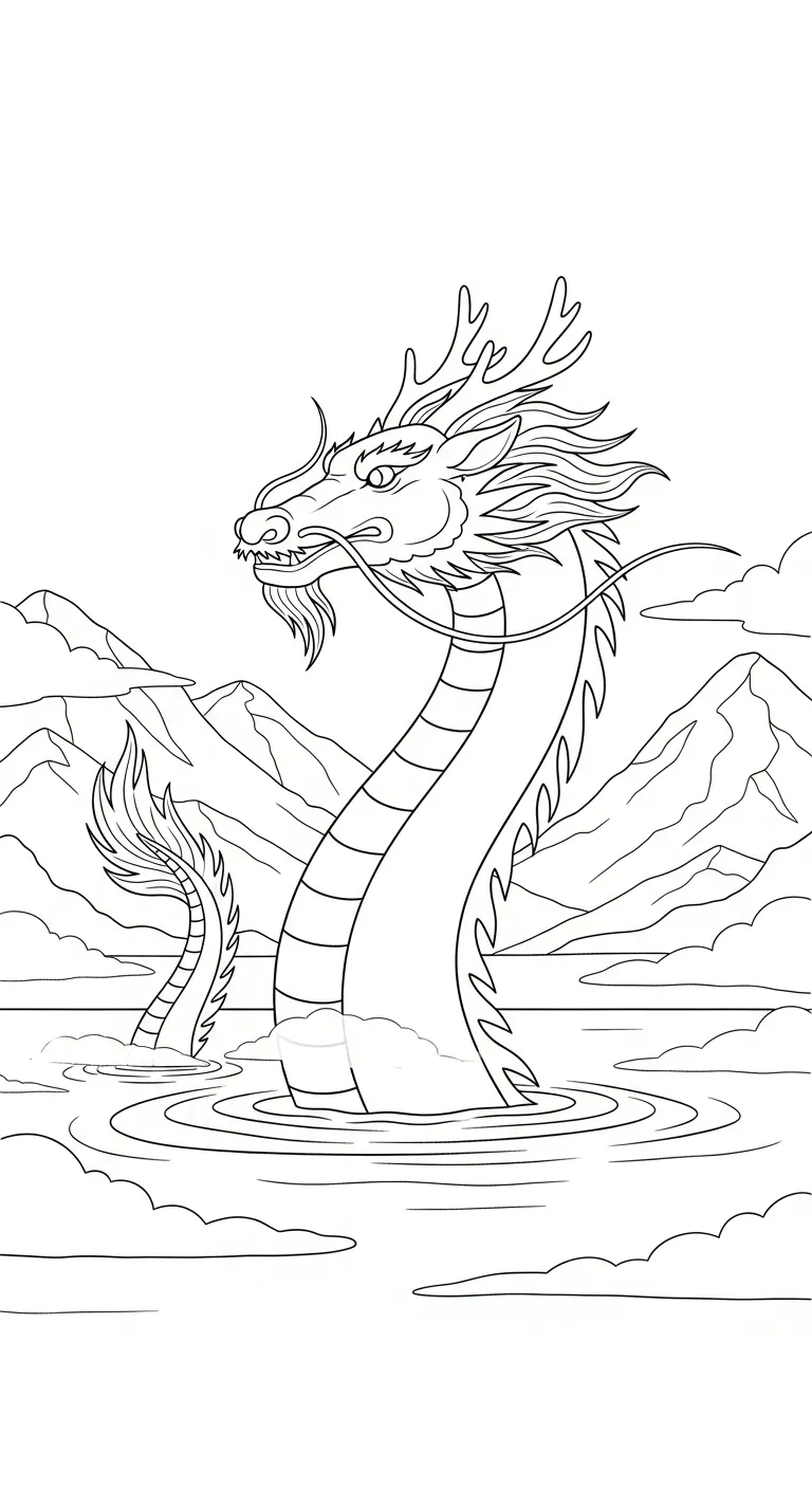 tranh tô màu Con Rồng cho bé đơn giản