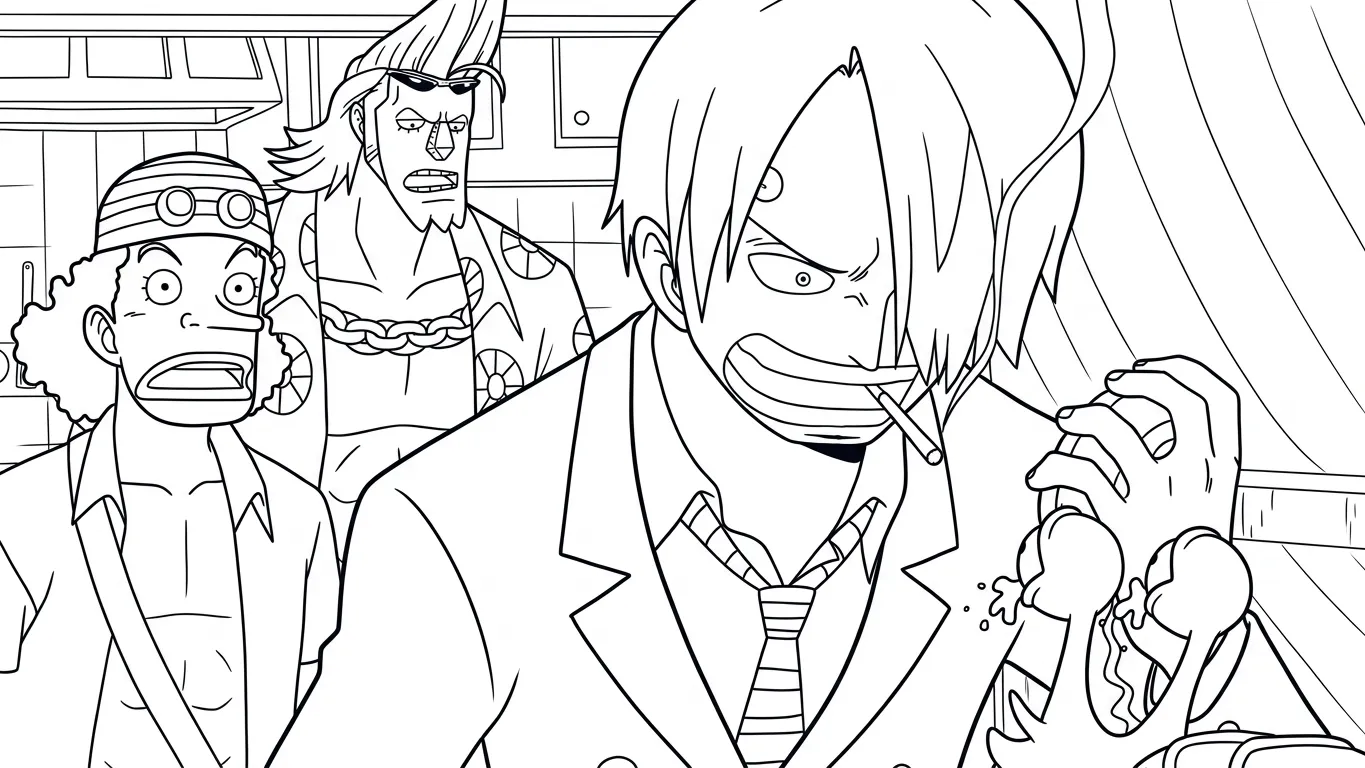 in hình Sanji cho bé tập tô