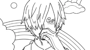 in hình tô màu Sanji cho bé 8 tuổi