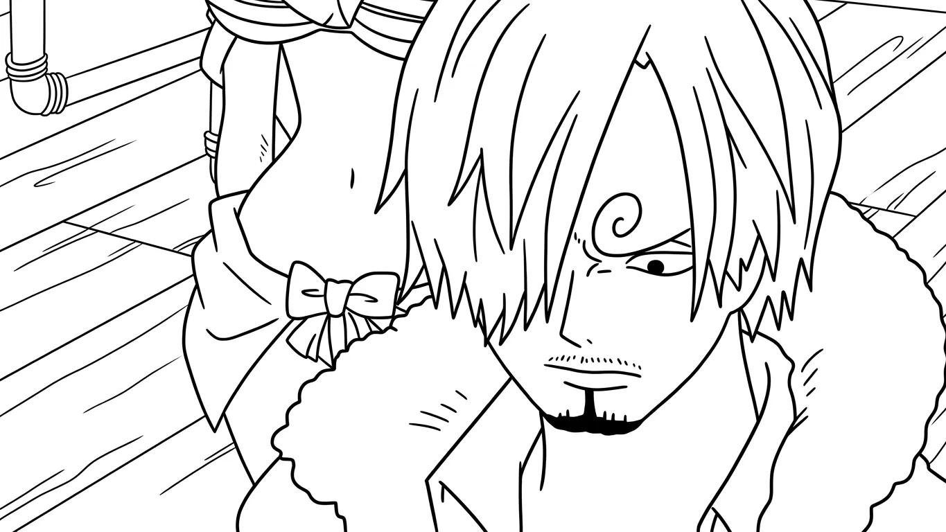 tranh tô màu Sanji cho bé tải miễn phí 1