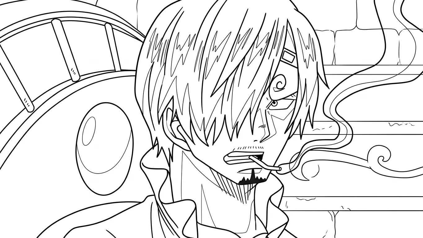 in hình tô màu Sanji khổ A4 1
