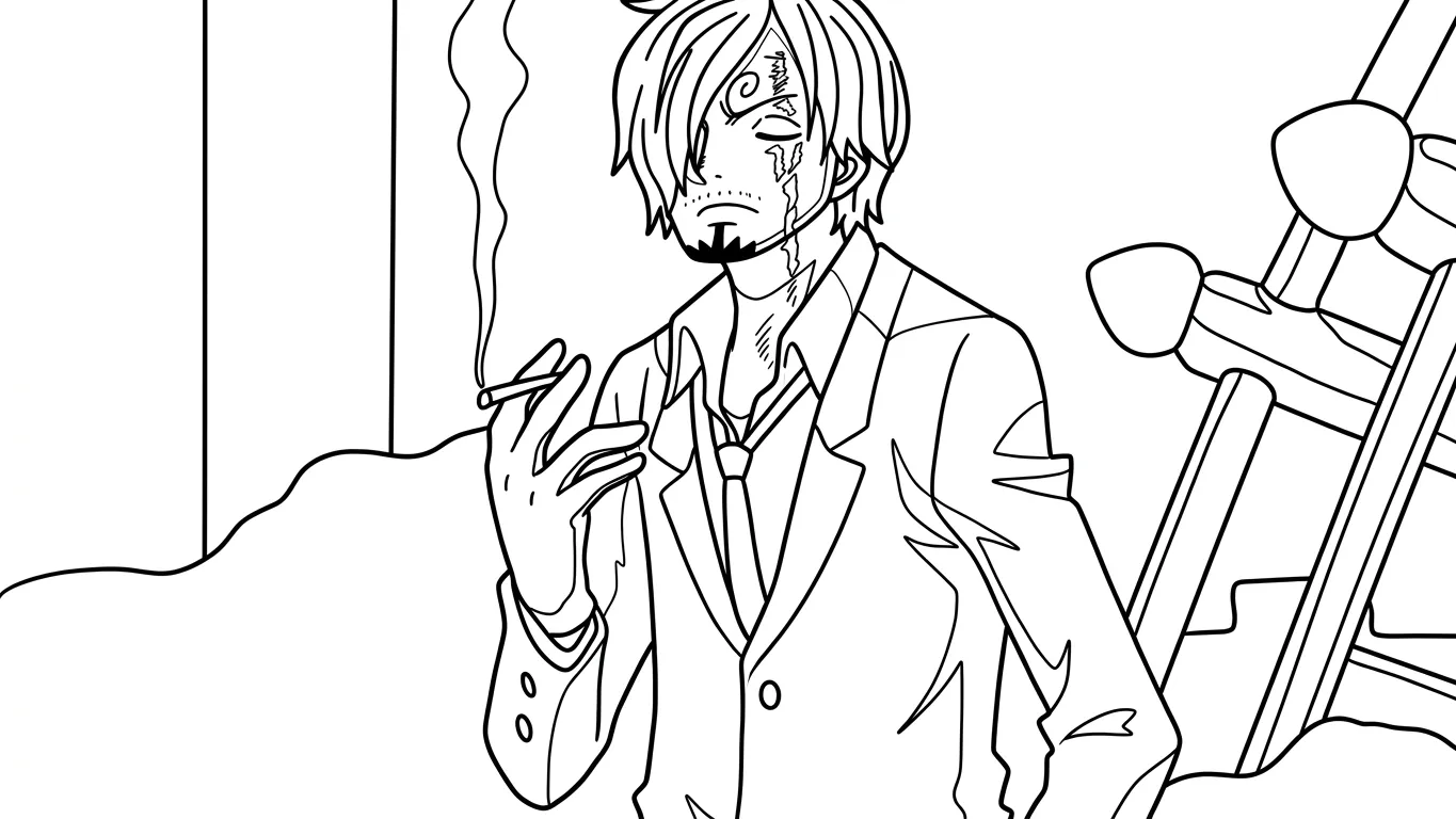 tranh tô màu Sanji cho bé 8 tuổi miễn phí
