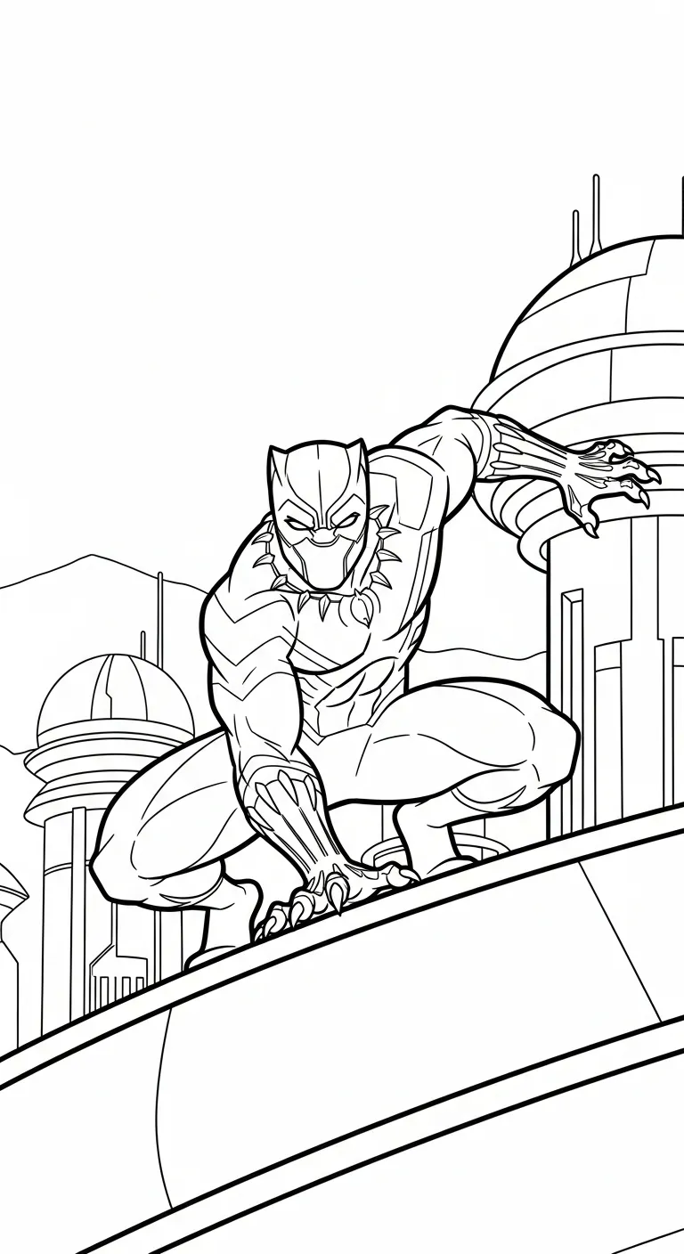 file hình tô màu tranh tô màu Black Panther cho bé 4-5 tuổi
