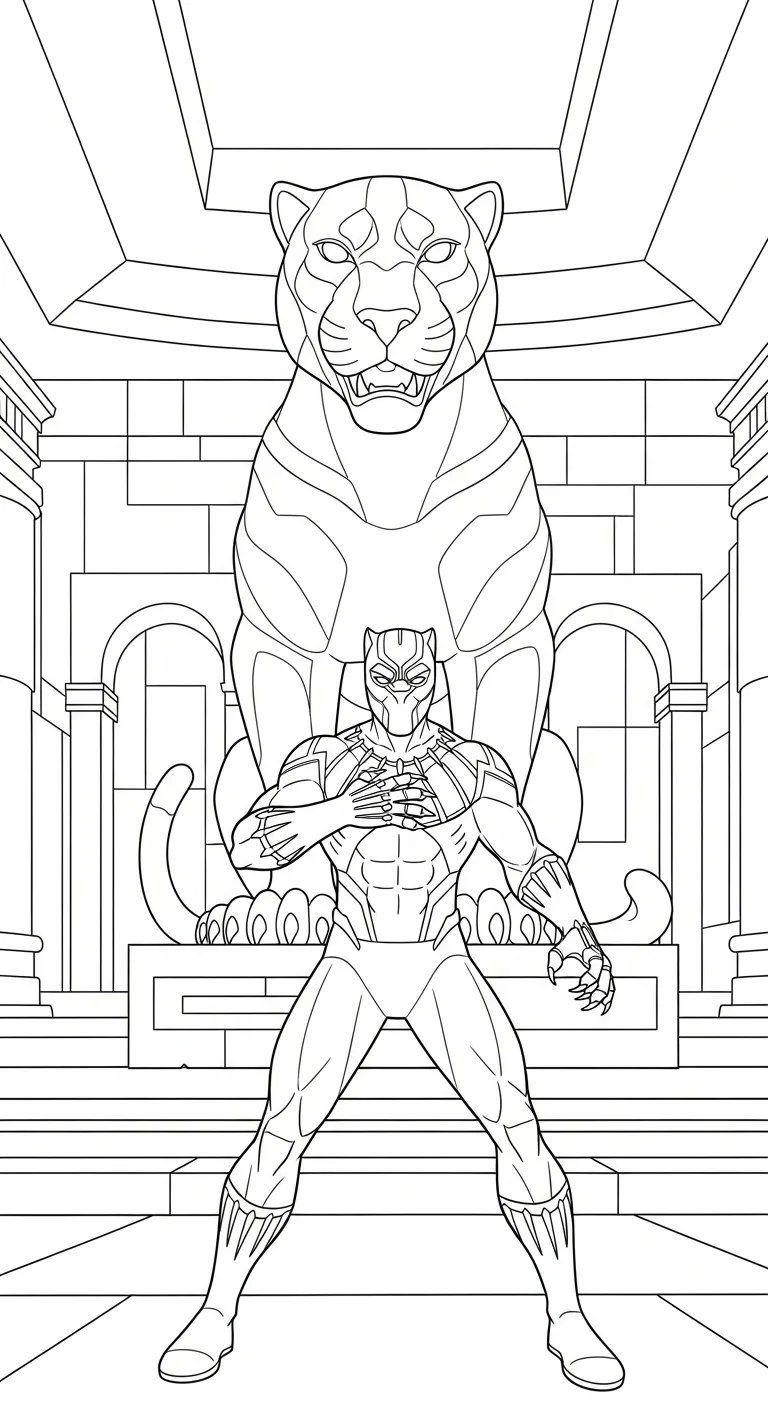 tranh tô màu tranh tô màu Black Panther cho bé 7-8 tuổi