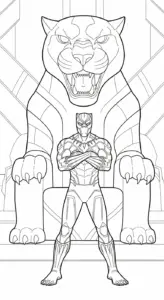 mẫu hình tô màu tranh tô màu Black Panther cho bé