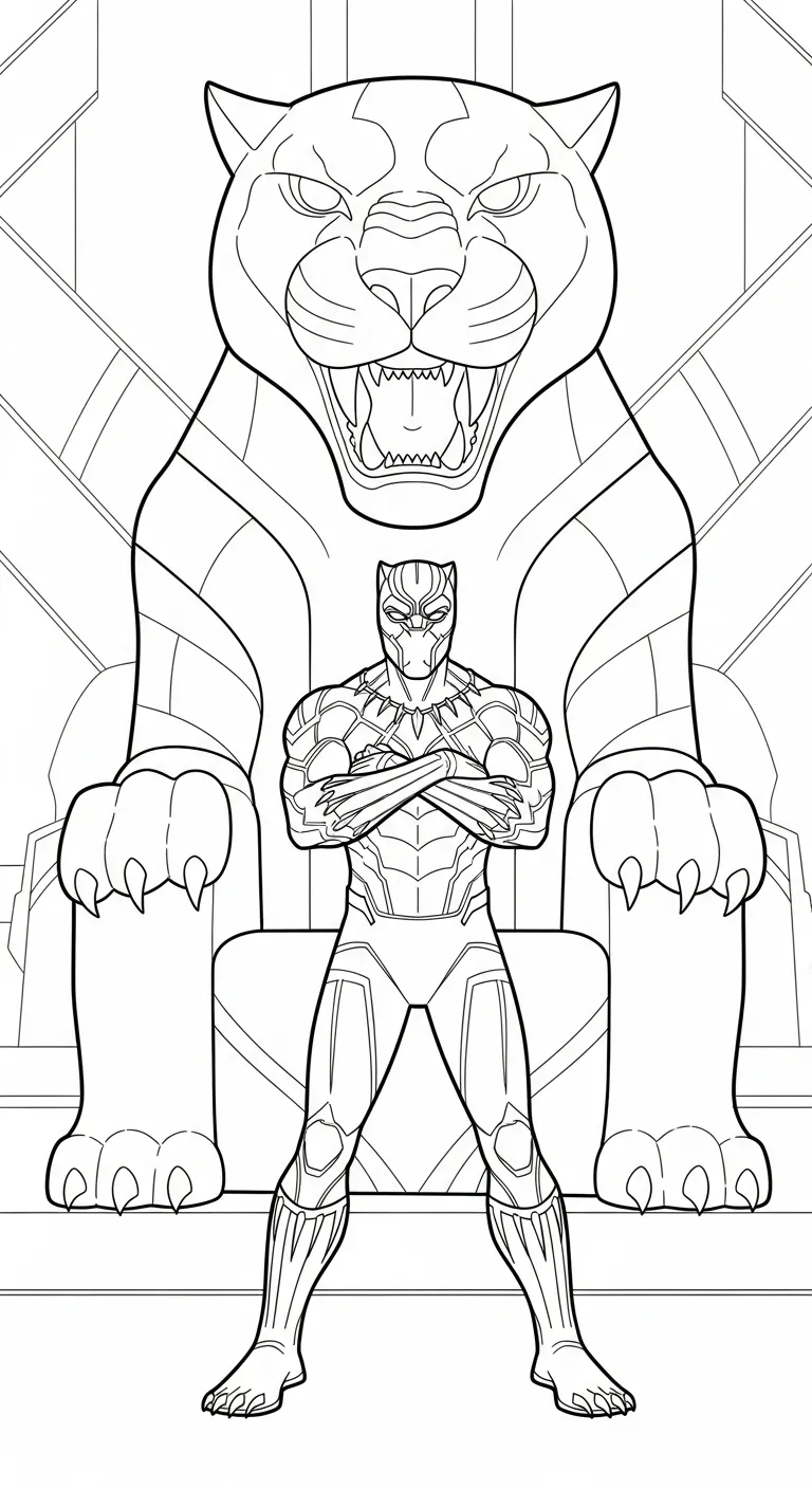 mẫu hình tô màu tranh tô màu Black Panther cho bé