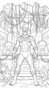 hình tô màu tranh tô màu Black Panther cho bé 8 tuổi miễn phí