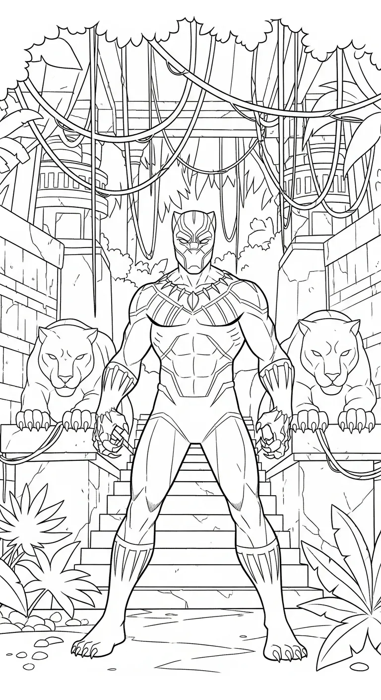 hình tô màu tranh tô màu Black Panther cho bé 8 tuổi miễn phí