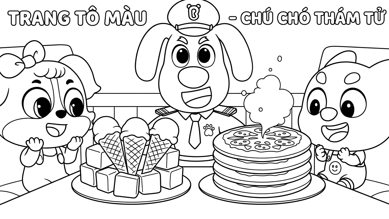 in hình tô màu Cảnh sát trưởng Labrador cho bé 6 tuổi