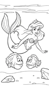 download hình tô màu Công chúa Ariel miễn phí