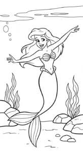 tải hình tô màu Công chúa Ariel miễn phí