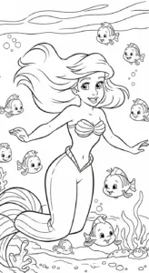 hình tô màu Công chúa Ariel cho bé