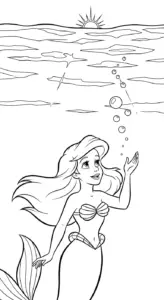 hình tô màu Công chúa Ariel cho bé 4 tuổi miễn phí