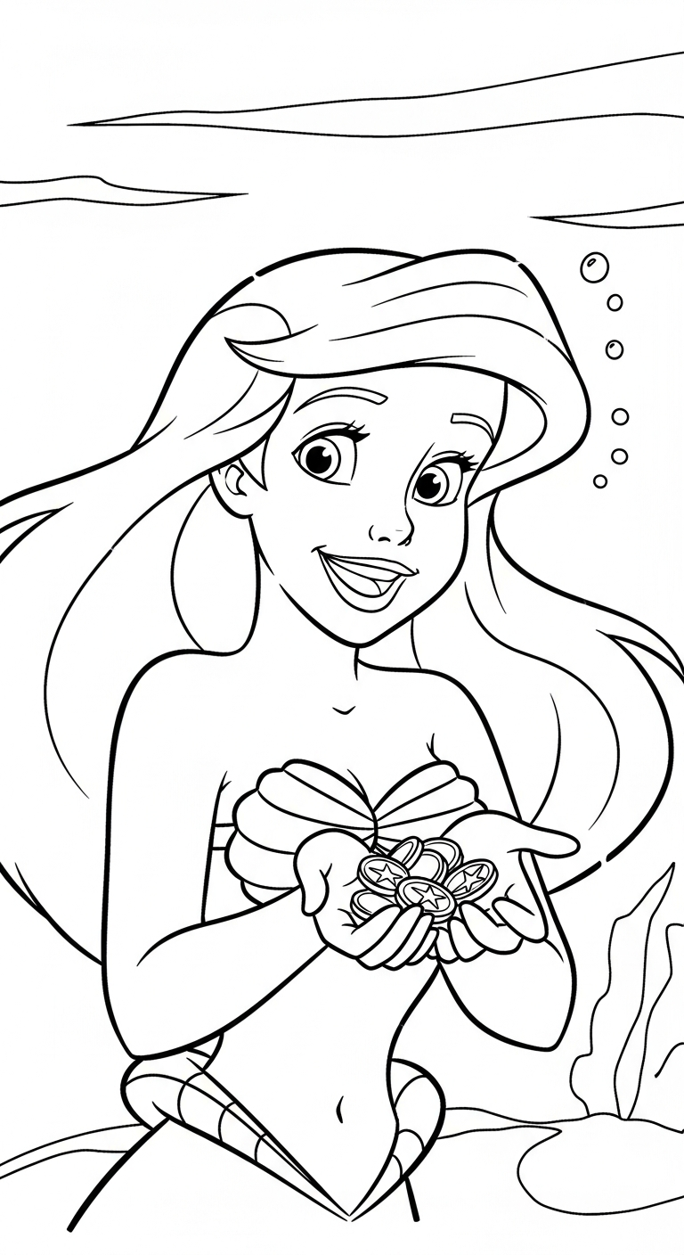 hình tô màu Công chúa Ariel cho bé 8 tuổi