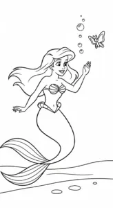 tải hình tô màu Công chúa Ariel cho bé 7 tuổi