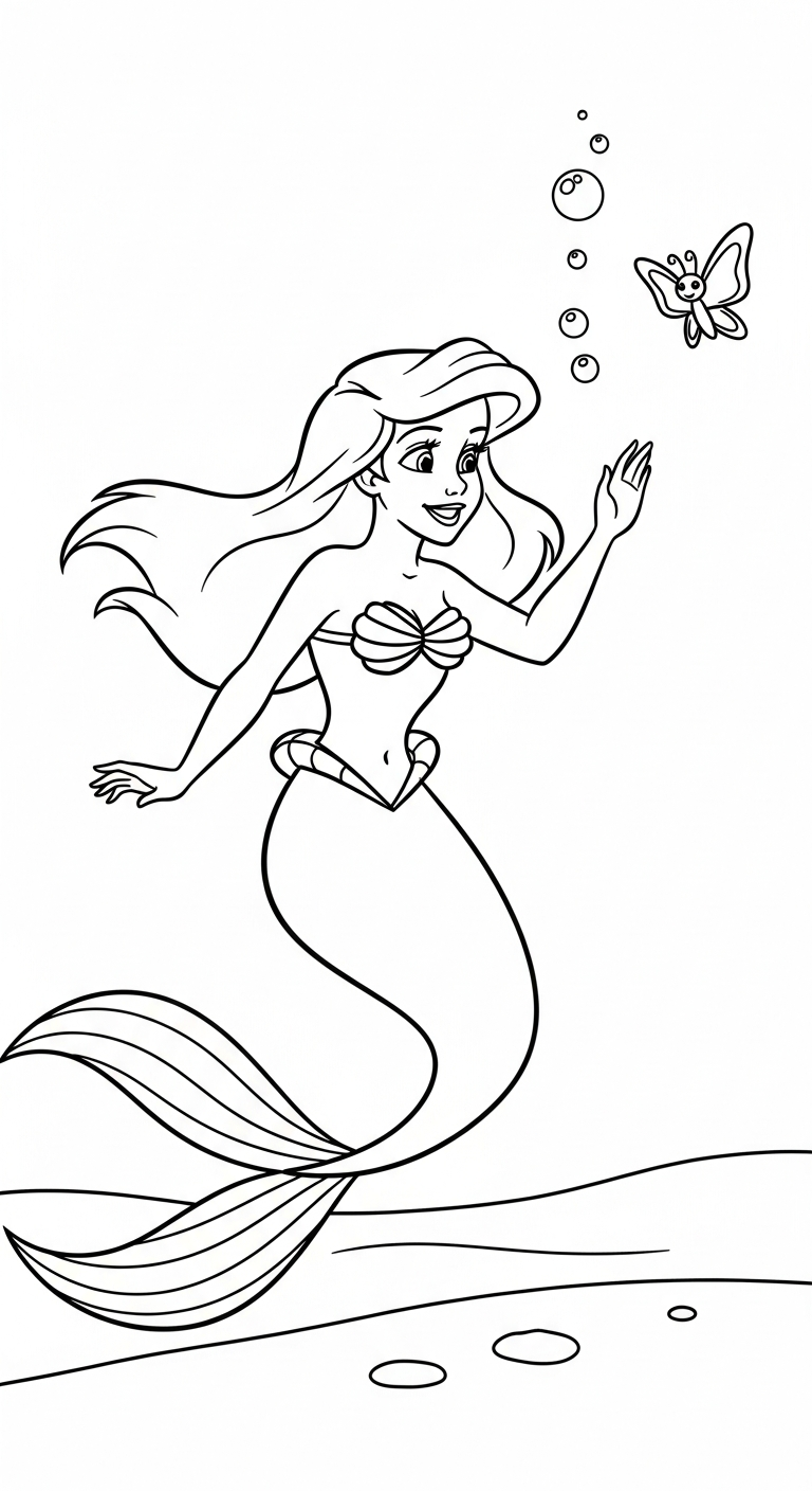 tải hình tô màu Công chúa Ariel cho bé 7 tuổi