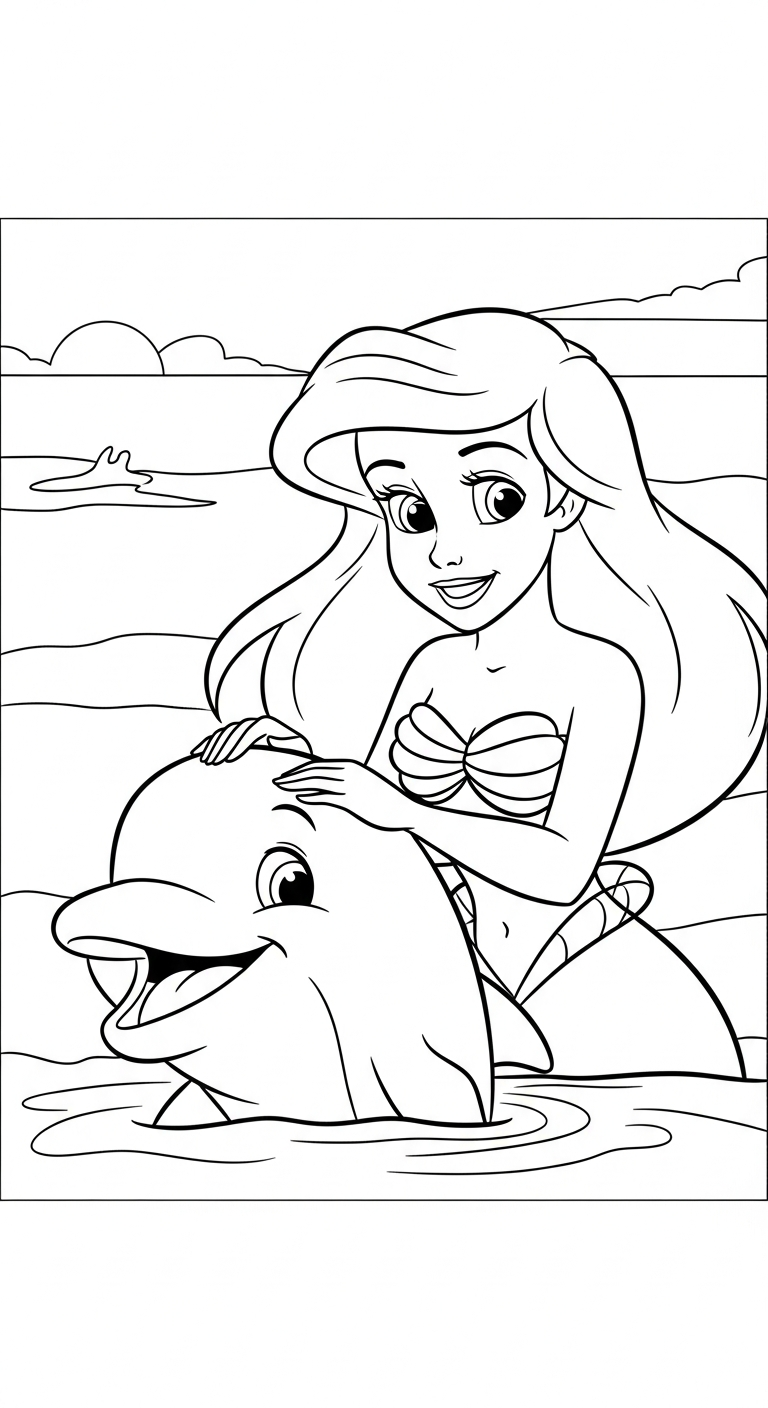 hình tô màu Công chúa Ariel in ngay