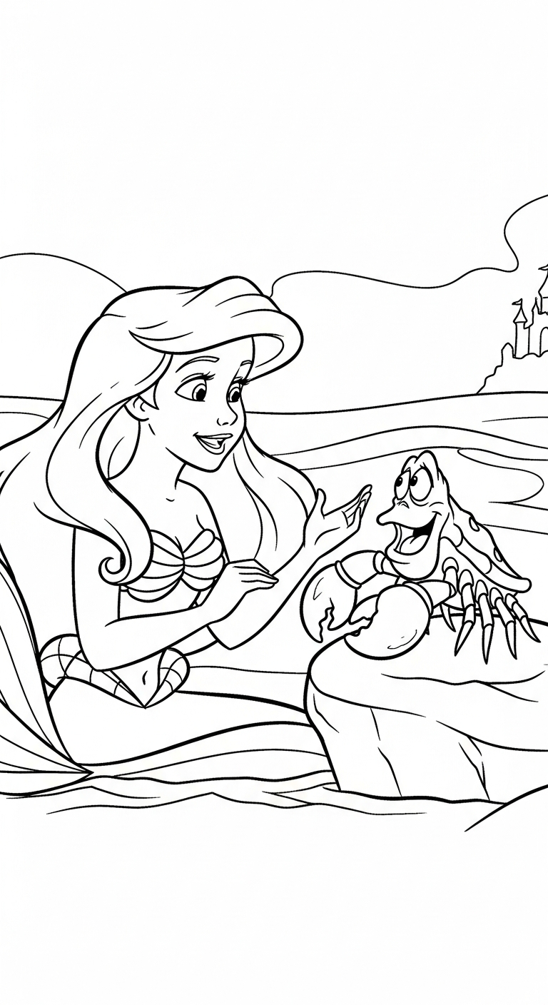 tải hình tô màu Công chúa Ariel cho bé