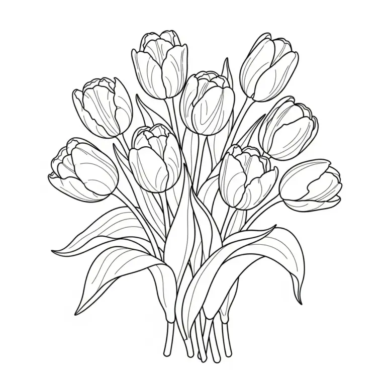 Tranh tô màu Hoa Tulip